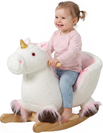 Unicorn Baby Rocking Horse with Realistic Sound for 12-36 Months White