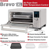 Bravo Air Fryer Toaster Smart Oven, 12-in-1 Countertop Convection, 30-QT XL Capacity, 50°-500°F Controls, Top and