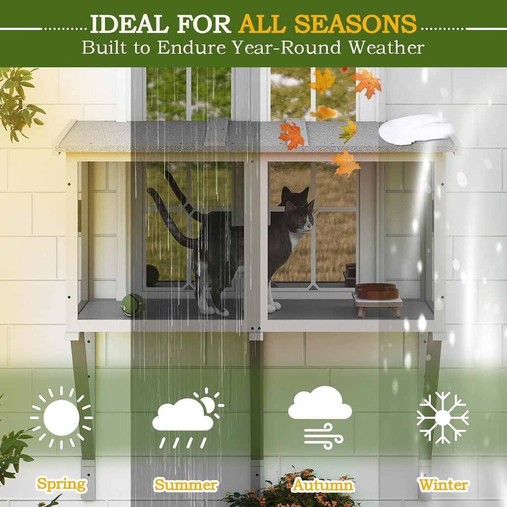 Compact Window Catio for Indoor Cats, Wall Mount Cat Window Box