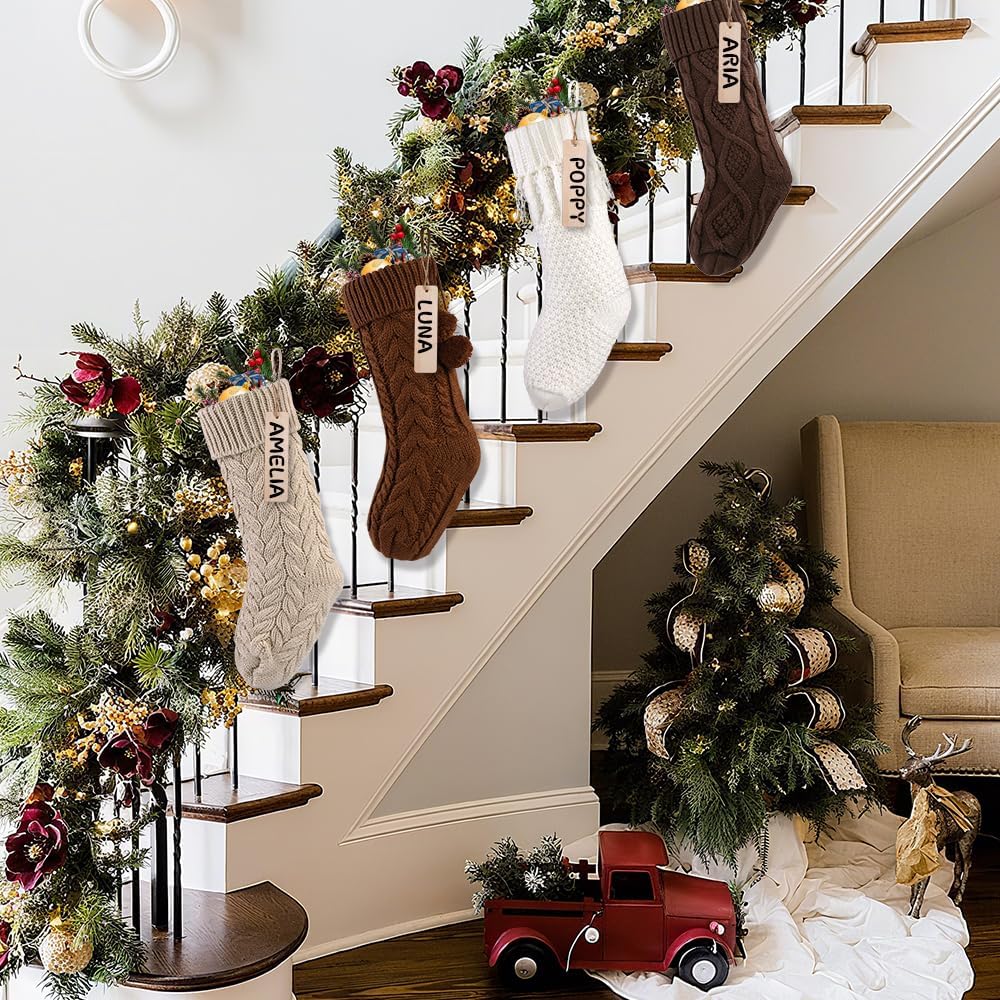 In Christmas Knit Hanging Stocking Xmas Home Decoration - Set of 4