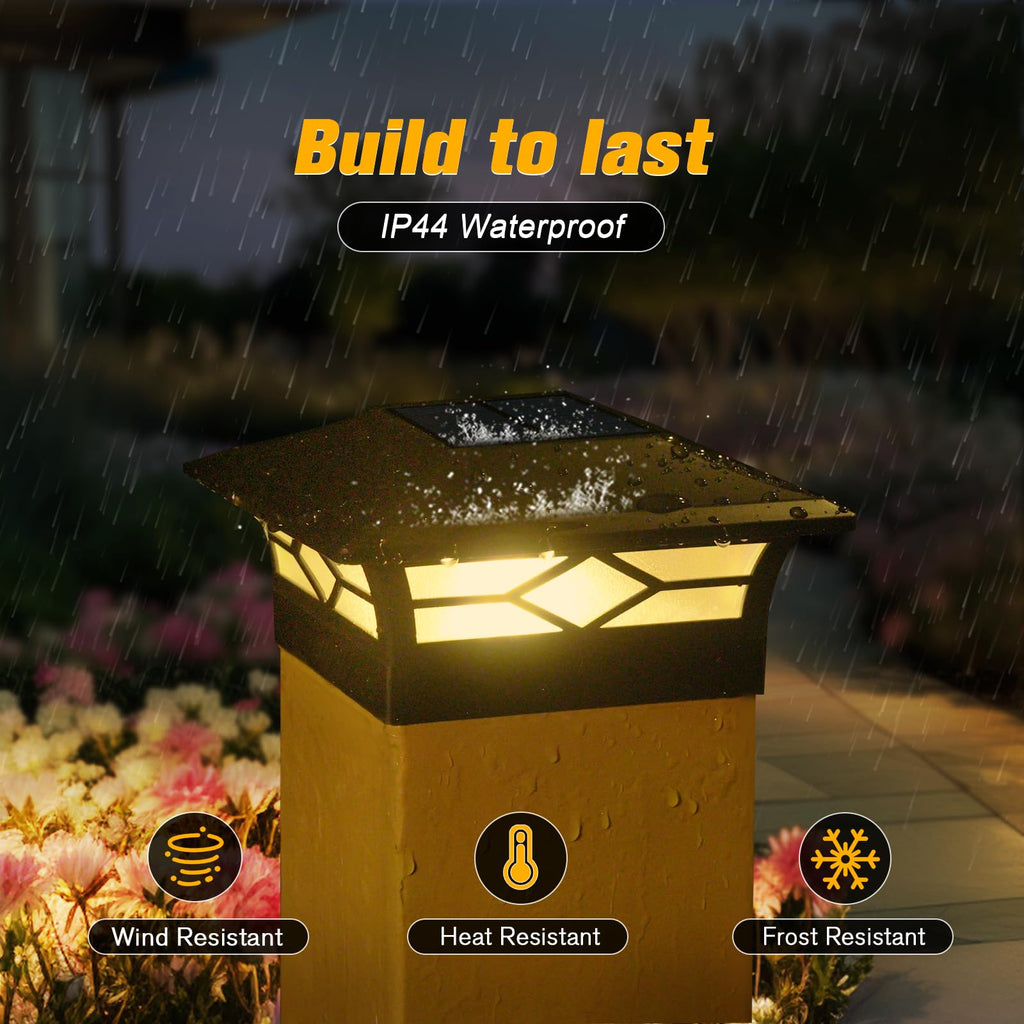 Solar Post Cap Lights Outdoor 12pack, Waterproof Solar Powered Deck Fence Post Lights for 4x4 Wood/Vinyl Posts, Solar