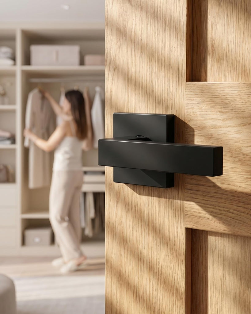Matte Black Passage Door Handles Interior, Closets - 4 Pack