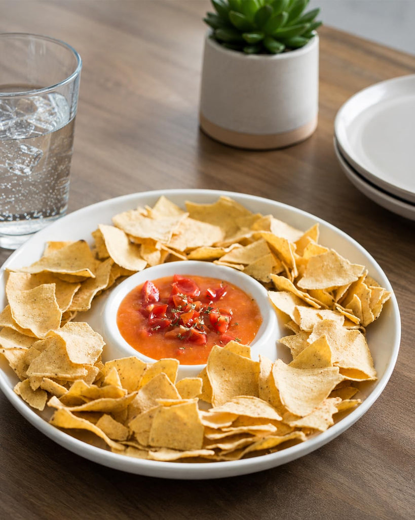 Chip & Dip Serving Set of 1, Porcelain Divided Serving Tray,12-inch