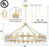48 Inch Gold Wagon Wheel Chandelier with Crystal Shade, 48 Lights, Modern Farmhouse Style, Ideal for Dining Room, Kitchen, Entryways A117-B0D1NPW7D2
