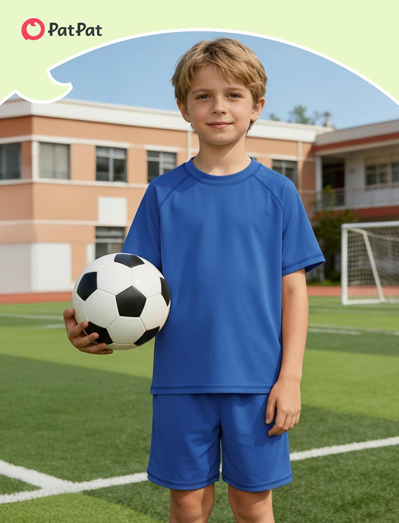 Boys Athletic Short Set Crew Neck 2 Piece Active Sports Outfit