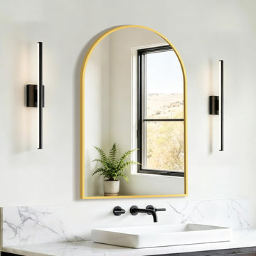 20" x 30" Arched Bathroom Vanity Mirror for Over Sink, Gold