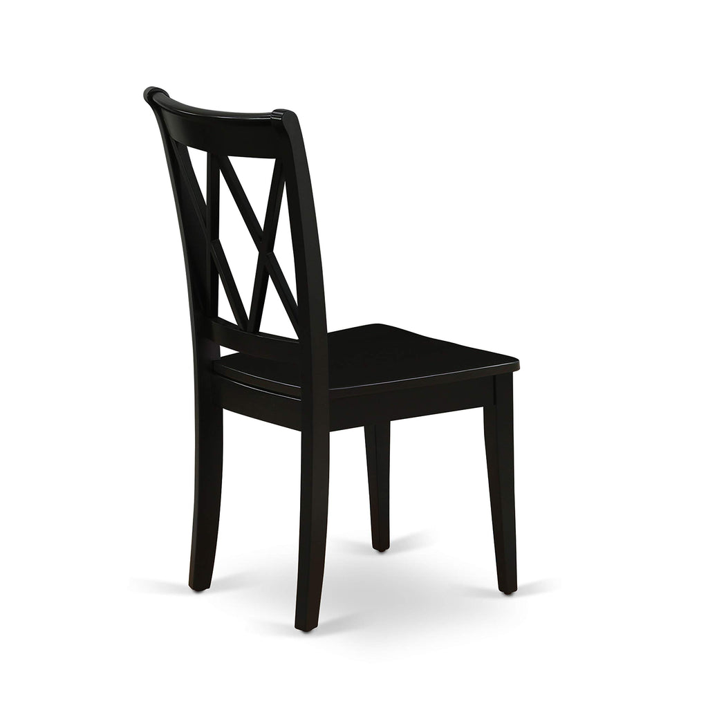 West Furniture CLC-BLK-W Clarksville Dining Chairs - Double Cross Back Wooden Seat Chairs, Set of 2, Black