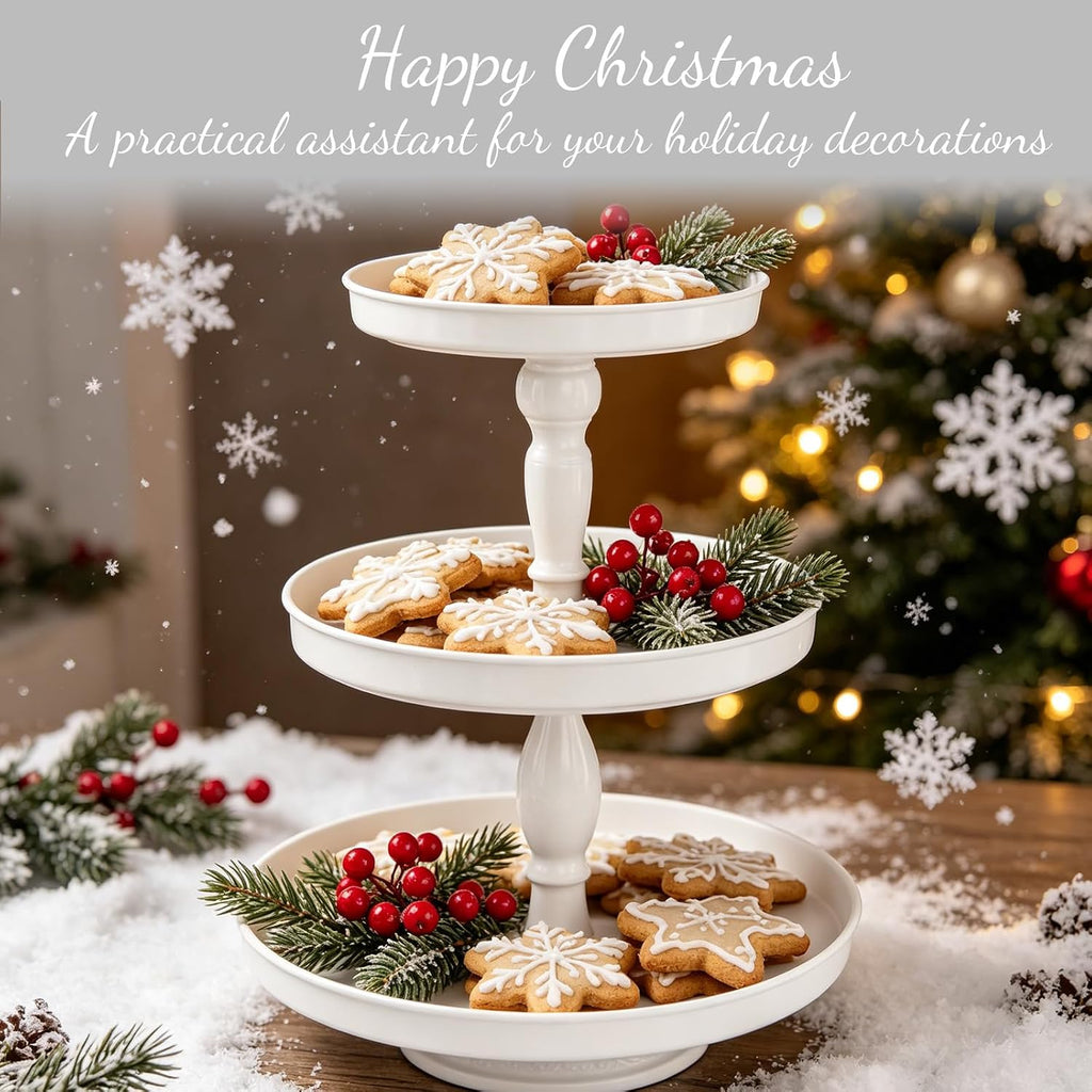 Tier Cupcake Stand Holder, White Metal Round Tiered Tray, 8/10/12 Inch Dessert Cake Tower Display Serving - Set of 2