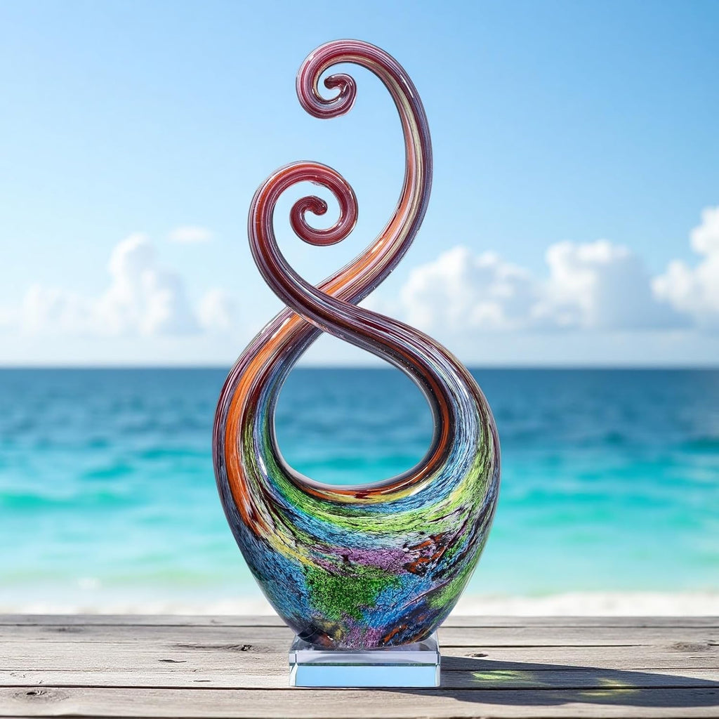 14′′ Murano Style Hand Blown Glass Swirled Abstract Sculpture Decor - Set of 150