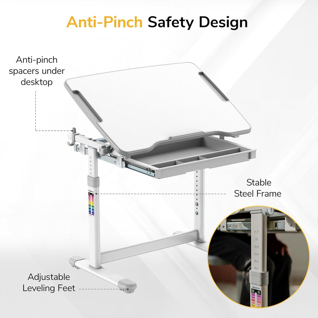 Kids Desk and Chair Set Height Adjustable up to 30" Ergonomic for School - Table and Chairs for Student 26" x 18"