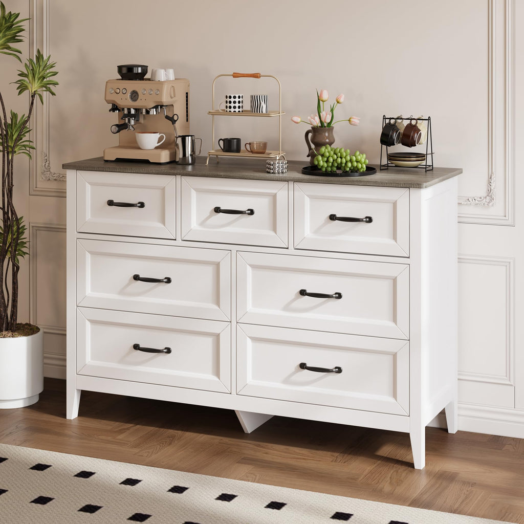 White with 7 Drawers, 47" W Chests of Drawers