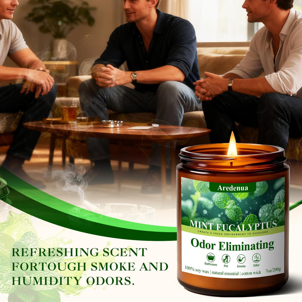 Mint Eucalyptus Odor Eliminating Candles, 7 oz Soy Scented Candle