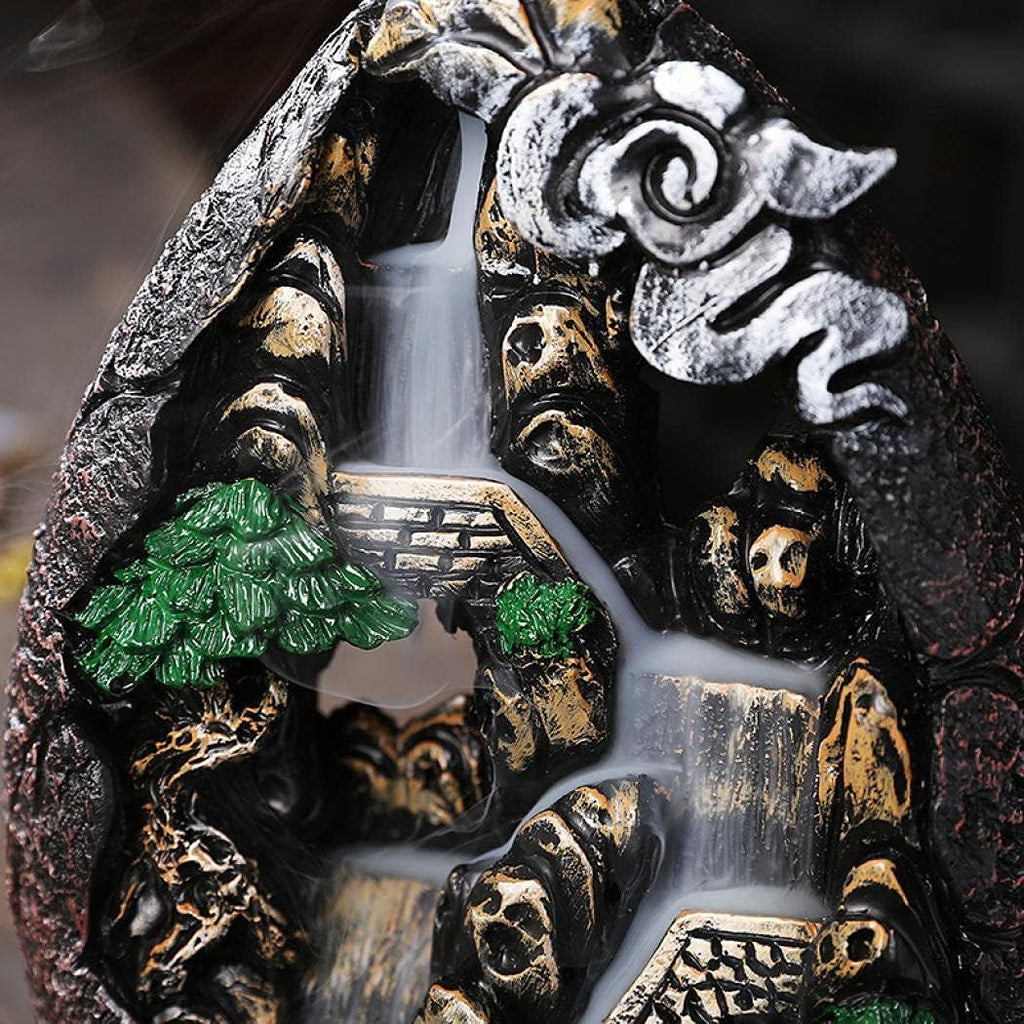 Backflow Incense Holder Resin Mountain Incense Burner Fountain Waterfall Incense Holders Home Decor with - Set of 120