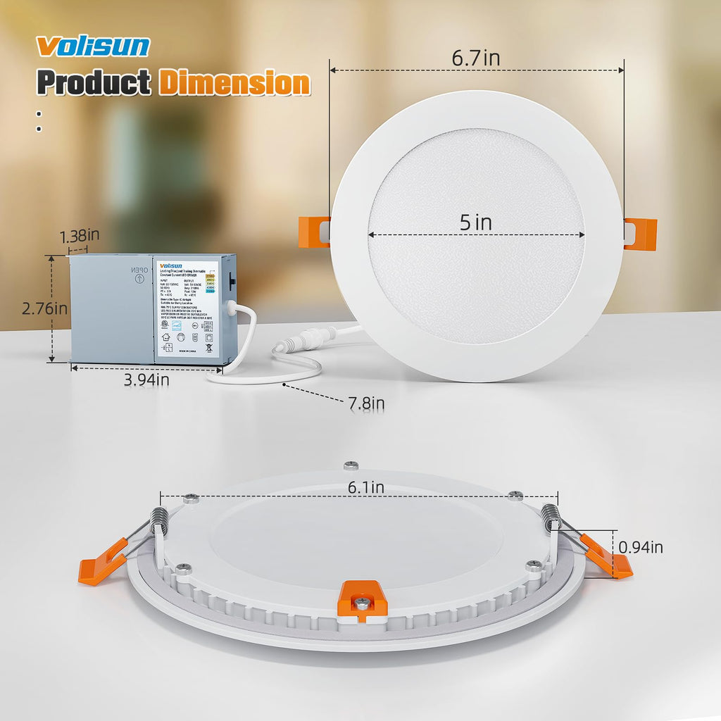 24 Pack 6 inch Recessed Lighting, 5CCT, 1080Lumen, Ultra-Thin