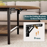 Folding Coffee Table, Small Coffee Tables with 2-Tier Storage, Mid Century Modern Center Table for Small Space