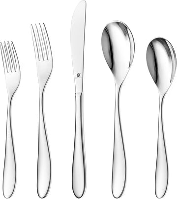Silverware Set for 8 | 18/10 Stainless Steel Flatware Set | Mirror Finish, Heavy-Duty, Dishwasher Safe