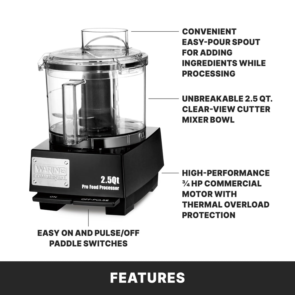 Food Processor with 2.5 Quart Capacity with Flat Lid