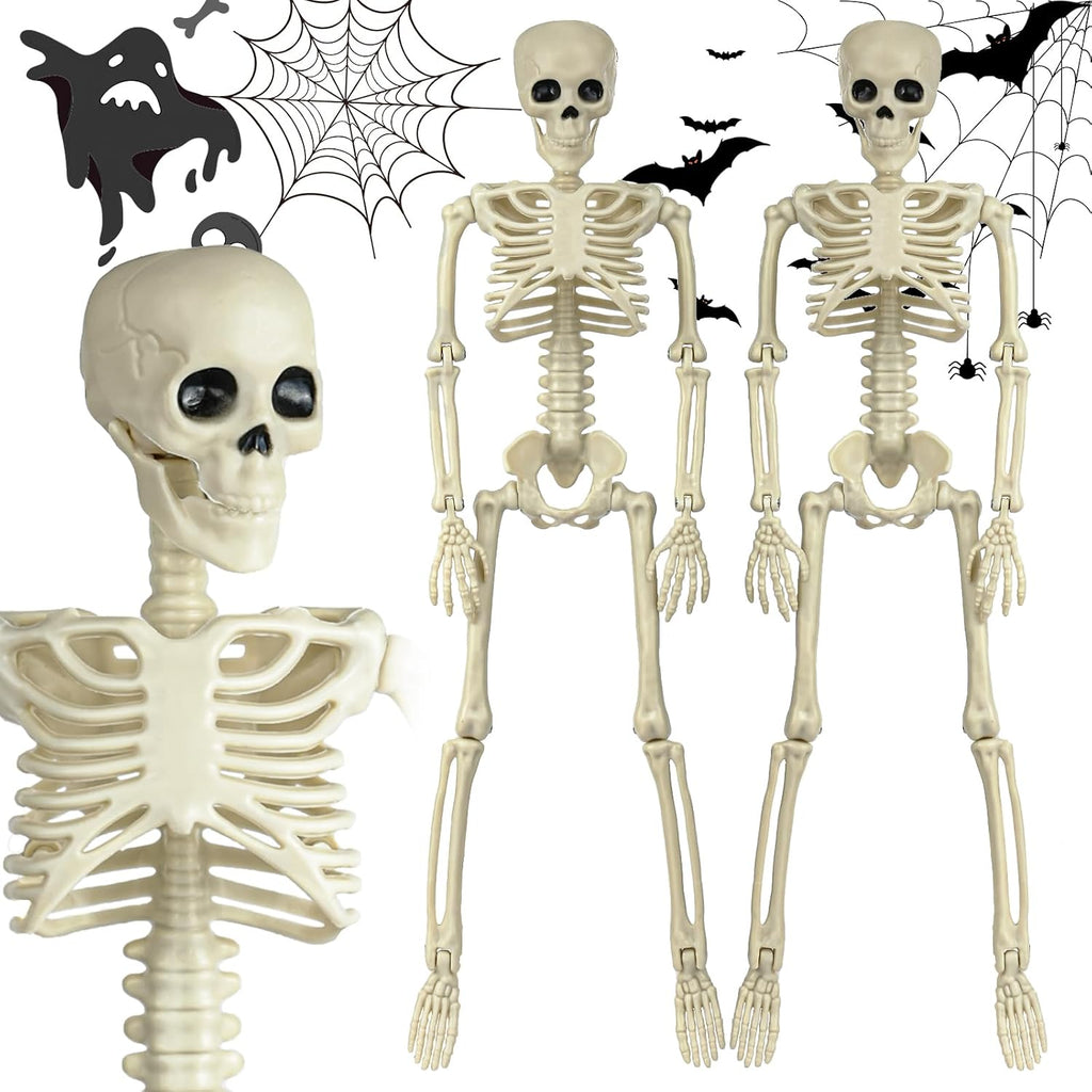 Packs Skeleton Halloween Decorations Outdoor with 16" Full Body Posable Joints Skeletons Decor, Halloween Party - Set of 6