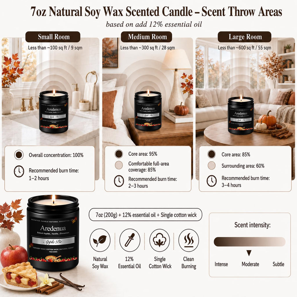 Fall Candles, Apple Pie Scented, Autumn Seasonal Candle