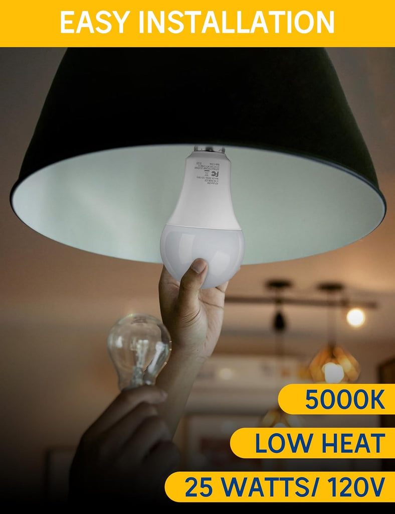 LED Light Bulbs, 25W Bright White 5000K, A21 E26, 2pcs