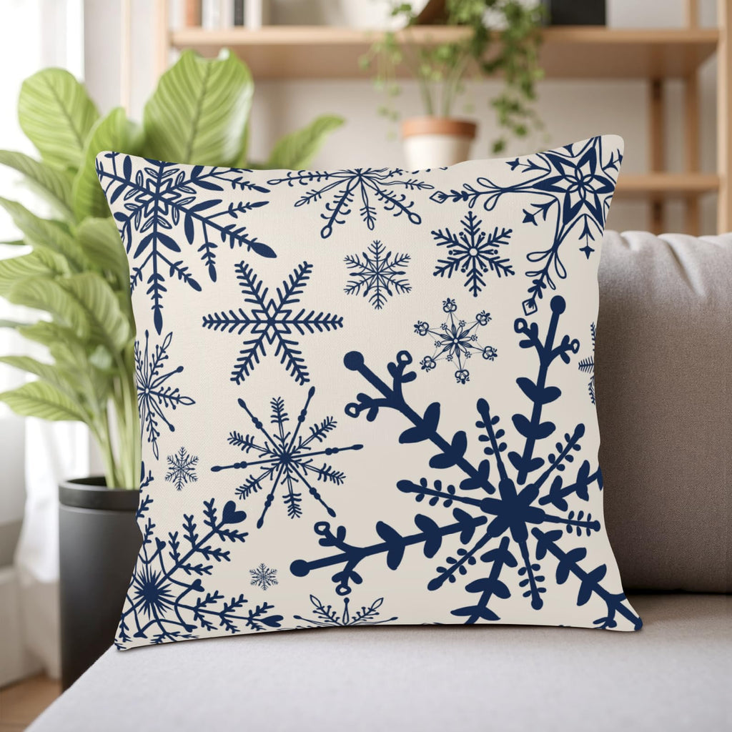 Winter Snowflake Pillow Covers 16x16 Set of 2 Christmas Home Decor