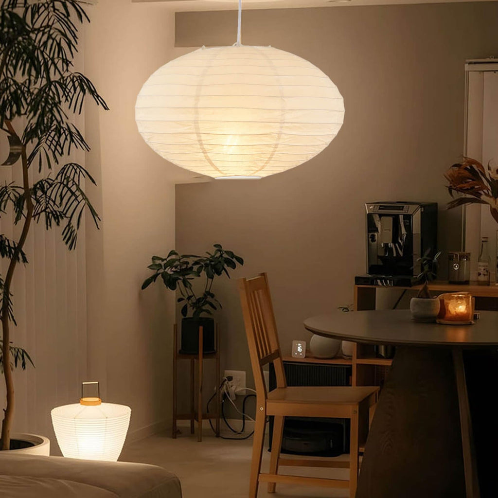 16 Inch Oval Plug in Hanging Paper Lantern Lights with Cord