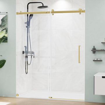 56-60" W x 72" H Frameless Shower Door with SGCC Tempered Ultra-Clear Glass, Water Repellent Sliding Shower Door