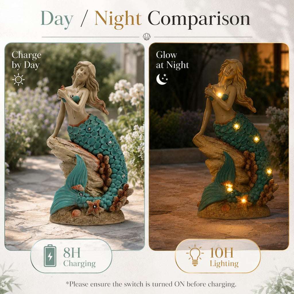 Magical Solar Mermaid Garden Statue Figurine | Casa Home Living