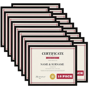 8.5x11 Picture Frame Set of 18, Multi 8.5 by 11 Certificate Frames Bulk for Award Diploma Document office Wall or