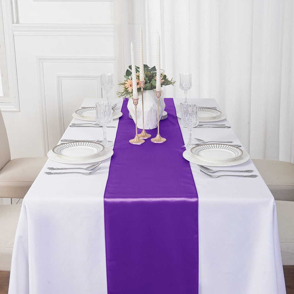 12Pack Table Runner 12 x 108 Inches Satin Silk Table Runner for Wedding, Birthday Party, Banquets, Graduations