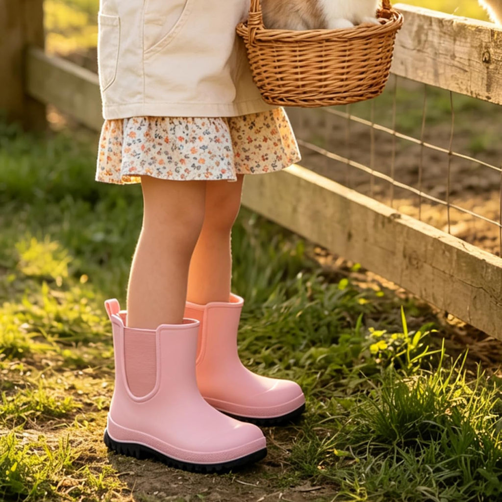 Kids Rain Boots for Girls Boys, Waterproof Chelsea Rubber Boots