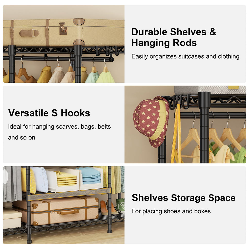 E3 Heavy Duty Garment Rack 4-Tier Freestanding Closet Organizer System