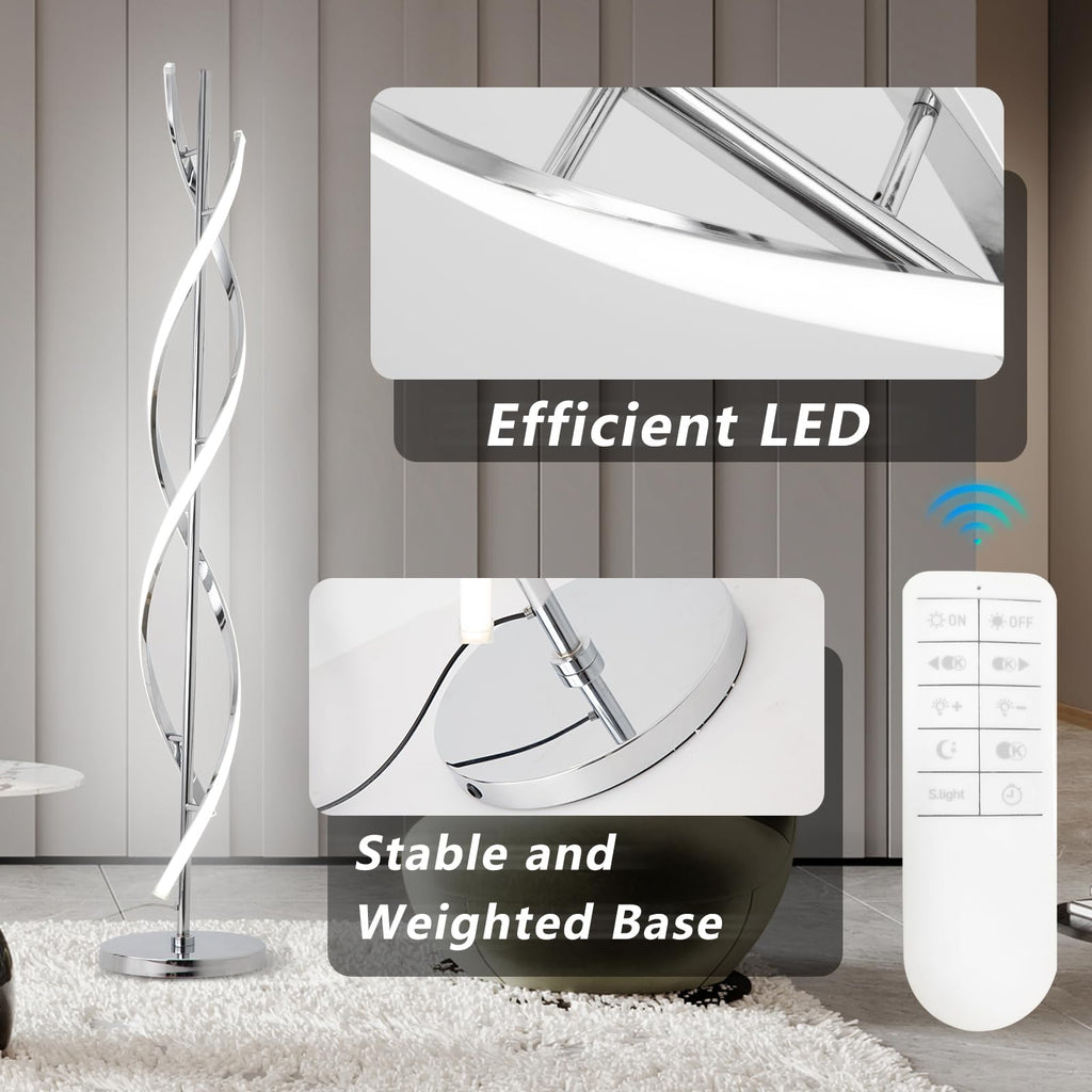 40W LED Modern Floor Lamp Remote Control Dimmable Spiral Floor Lamp Indoor Tall Lamp Floor Lamps s Family Rooms