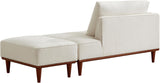 Modern Chaise Lounge Chair and Ottoman — White Boucle