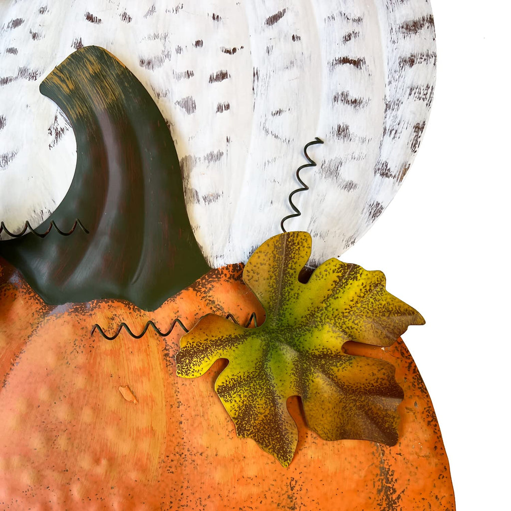 Metal Stacked Pumpkin Garden Stake, Outdoor Fall Yard Decor with Double Pumpkins, Rustic Metal Pumpkin Decoration for