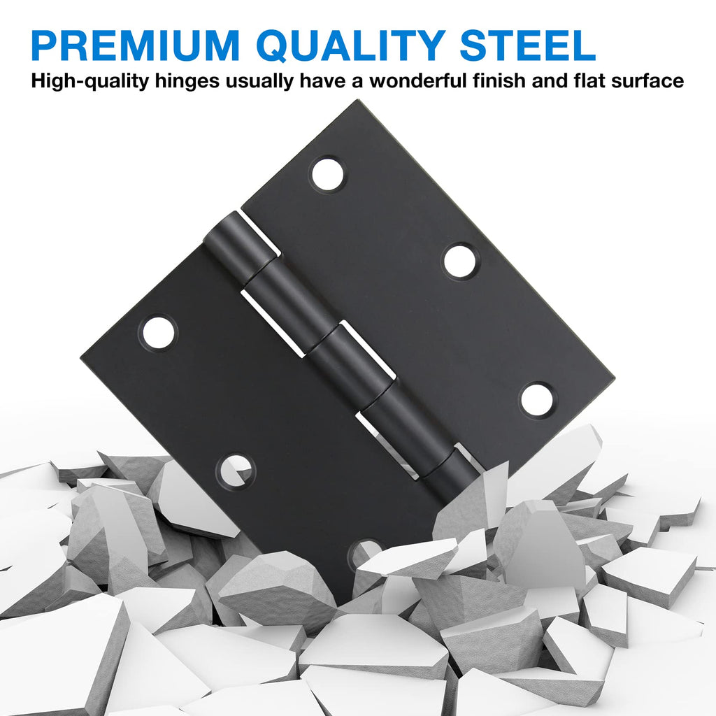 30 Pack Black Door Hinges 3.5 inch Square Corner