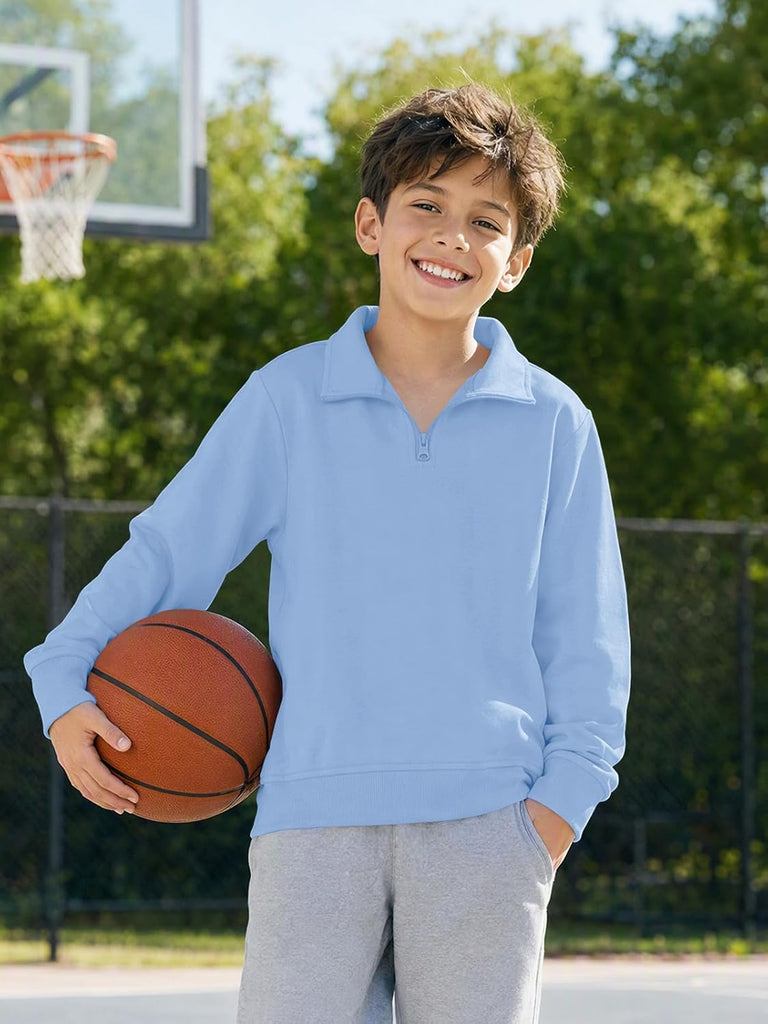 Boys Quarter Zip Sweatshirt Athletic Long Sleeve Pullover Tops