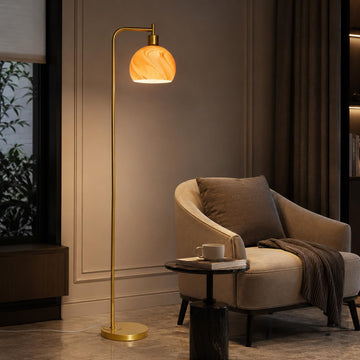 67" Art Deco Floor Lamp with Planet Style Gradient Glass Shade