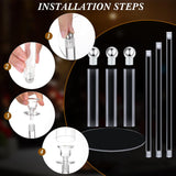 6 Set Wedding 3 Arm Acrylic Candelabra Table Centerpiece 30.7" Clear Tall Floor Candle Holder with Shade Pillar Taper