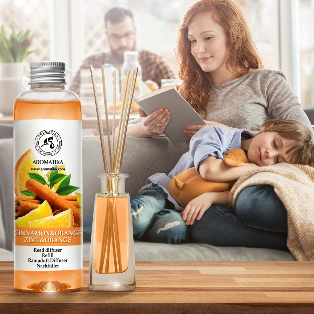 Cinnamon - Orange Diffuser Refill 6.8 Fl Oz (200ml) - Intensive - Fresh & Long Lasting Fragrance - Good for