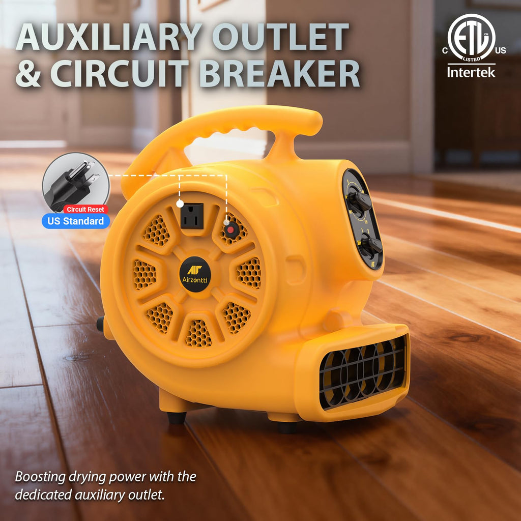 1100 CFM 3-Speed Industrial Air Mover Floor Blower Fan with Timer