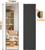 Full Length Floor Mirror 56"x15", Standing Mirror with Aluminum Frame, Large Body Mirror , Black