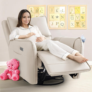 Power Recliner Gliders , Electric Swivel Rocker Recliner Chair, Comfy Upholstered Living Room Reclining Rocking