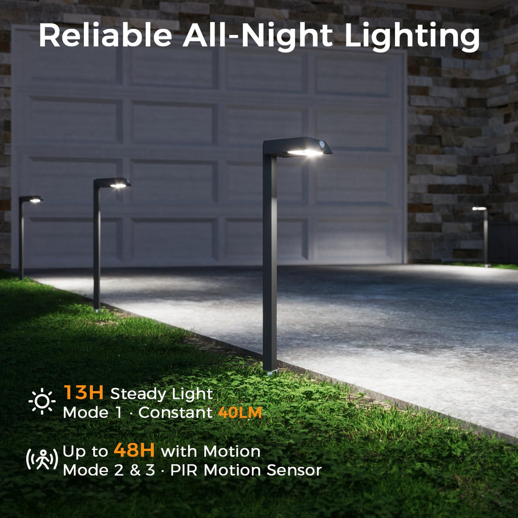 Solar Pathway Lights, 8 Pack Metal Motion Sensor Outdoor Lights
