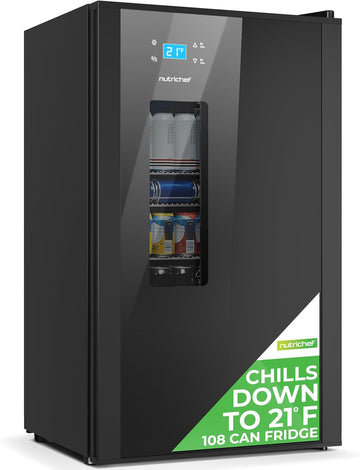 Beer Fridge 108 Can Capacity | Freestanding Beverage Refrigerator with Glass Doo