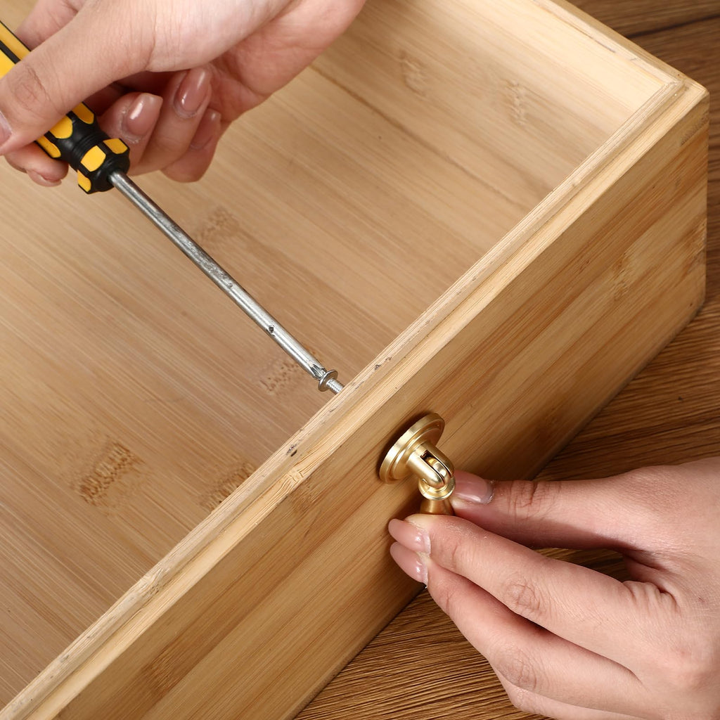 6 Pack Solid Brass Drop Cabinet Pulls 2.5 Inch, Brushed Gold Cabinet Knobs for Dresser and Drawers, Decorative