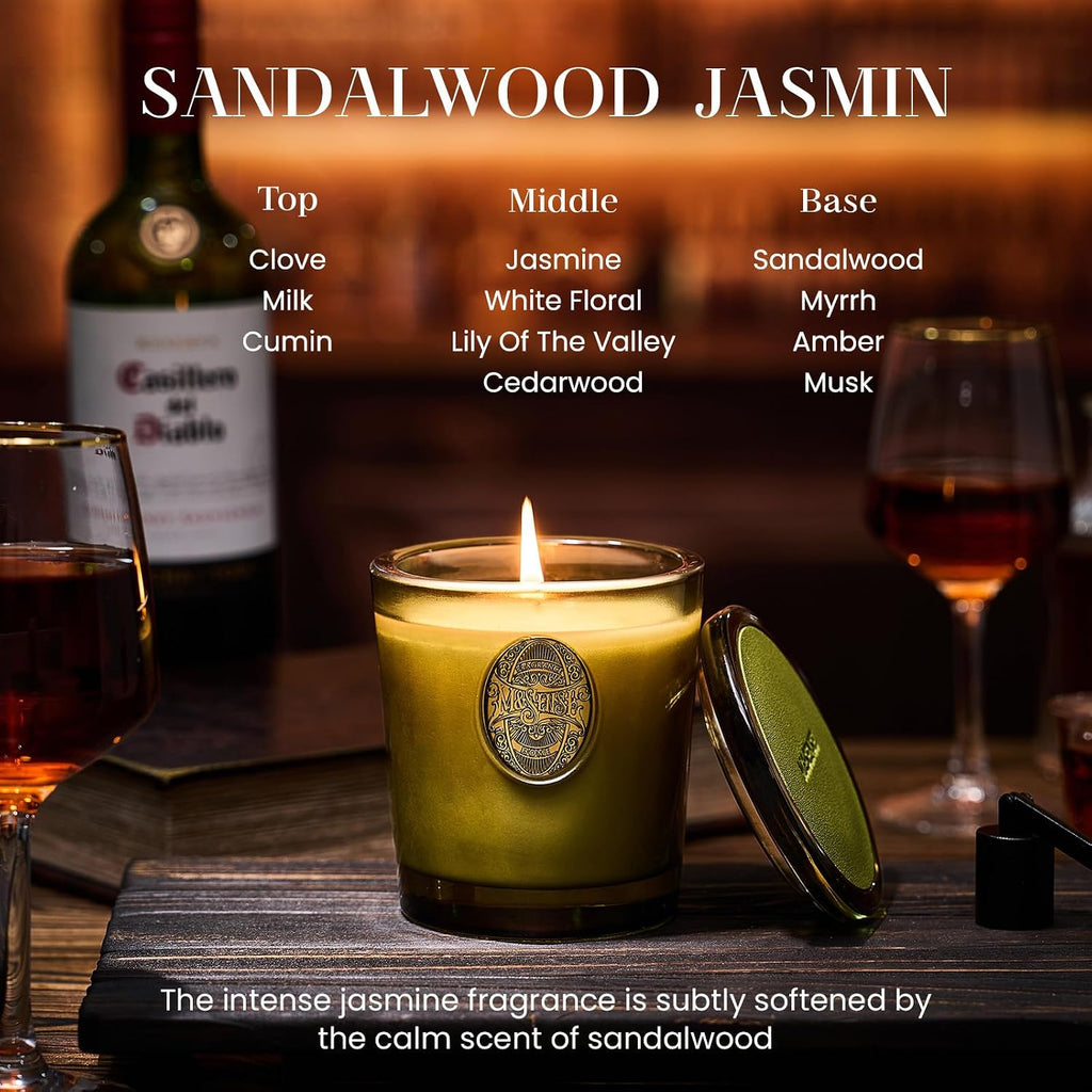 Natural Strong Soy Candle | Sandalwood Jasmine & Green | 9.2 oz, 50H Burn Time | Luxury Candle for Relaxation - Set of 92