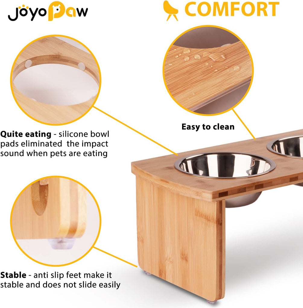 Elevated Dog Bowls, Bamboo Raised Dog Bowl Stand (7" Tall)