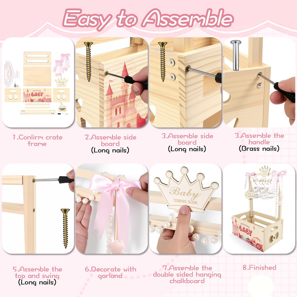 Wooden Baby Shower Crate Closet, Baby Shower Gift Basket for Newborn Gifts