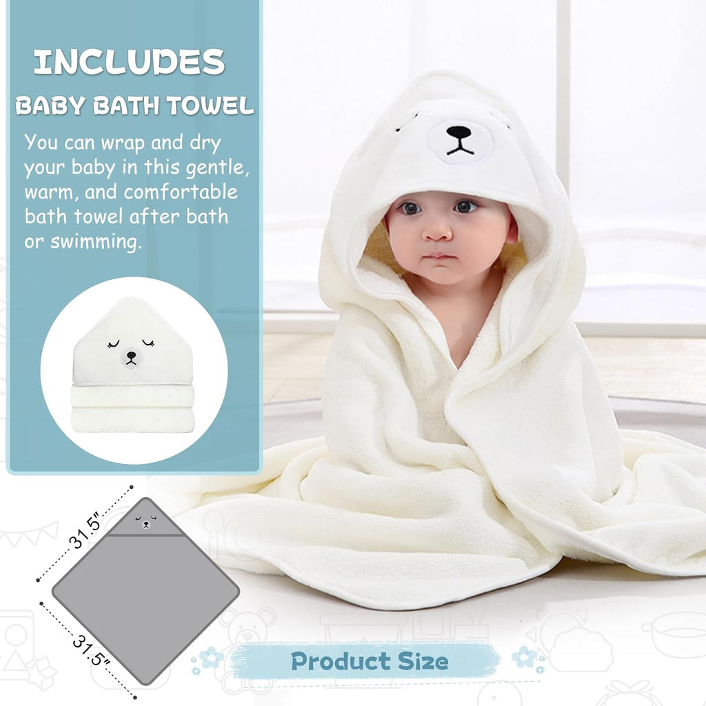 Collapsible Baby Bathtub for Newborn with Thermometer & 1 Hooded Towel & 1 Soft Floating Cushion,Portable Travel